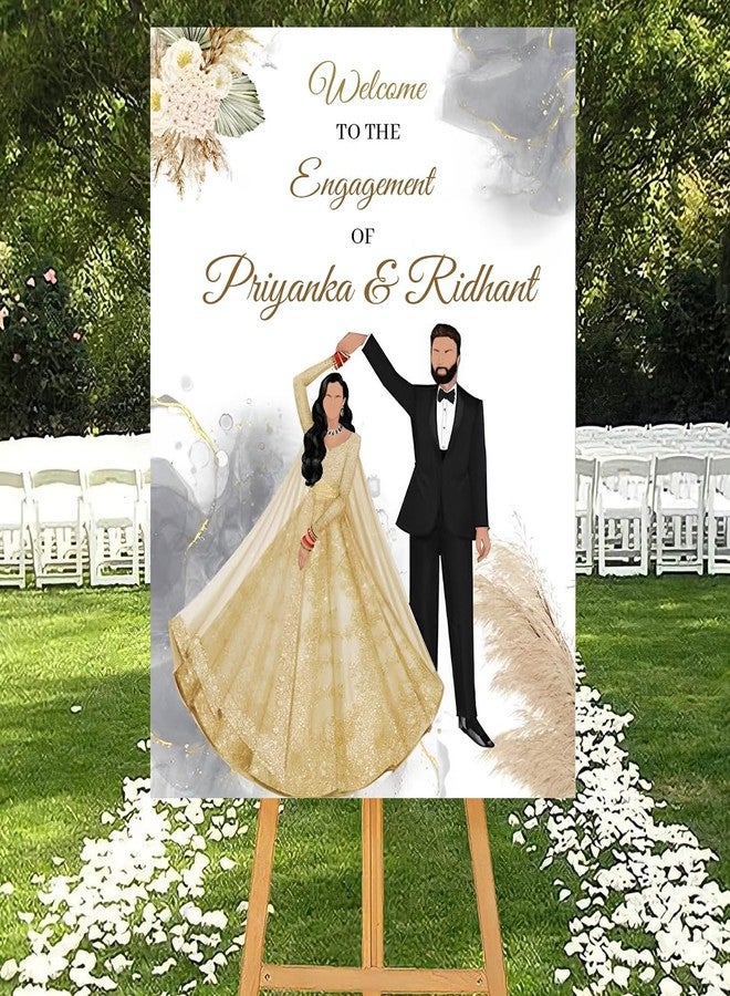 ثيم ماي بارتي لوحة ترحيبية لحفل خطوبة هندي تقليدي مُخصصة - لوحة ترحيبية لحفل ما قبل الزفاف الهندي - لوحة ترحيبية لحفل هندي - Image 1